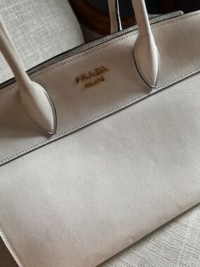 Prada off-white/cream leather handbag